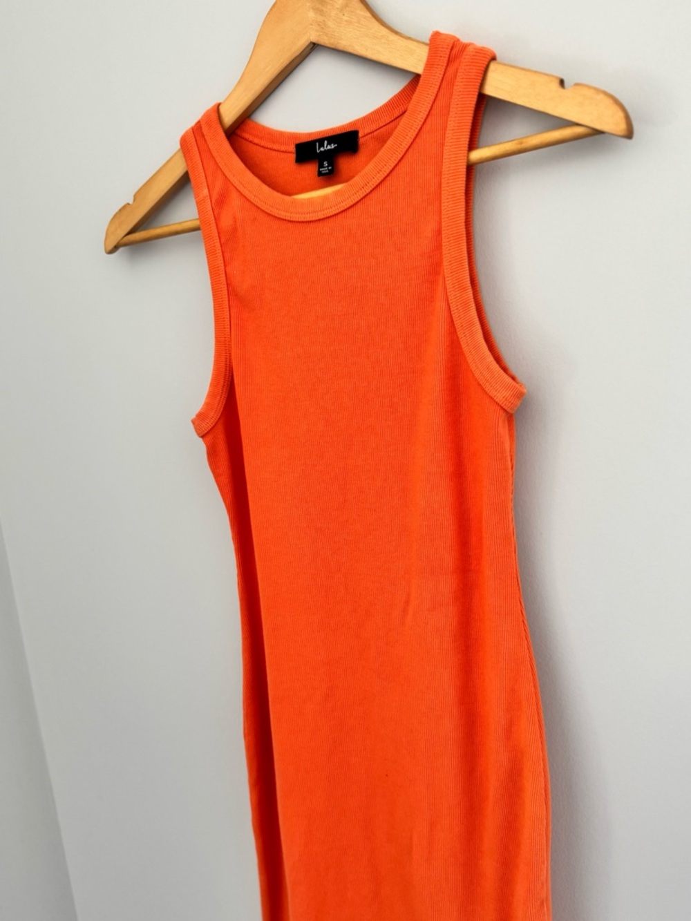 Lulus Sleek Orange Ribbed Midi Dress - Women's Bodycon Tank Style - Picture 6 of 8
